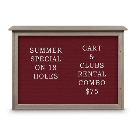United Visual Products Outdoor Enclosed Combo Board, 72"x36", Brnz Frame/Burgundy & Dark Spruce UVCB7236ODBZ-BURGUN-DRKSPR
